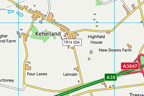 Kehelland Village School map (TR14 0DA) - OS VectorMap District (Ordnance Survey)