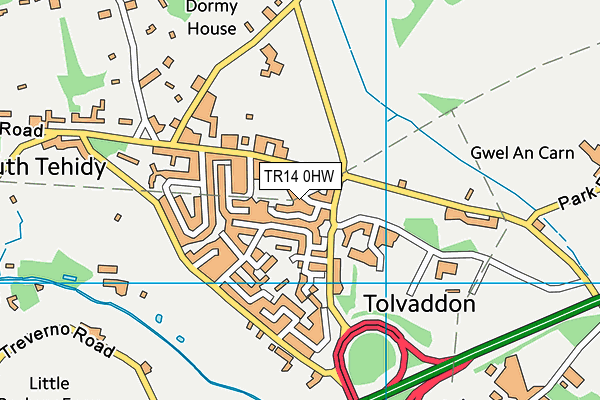TR14 0HW map - OS VectorMap District (Ordnance Survey)