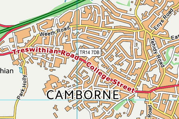 TR14 7DB map - OS VectorMap District (Ordnance Survey)