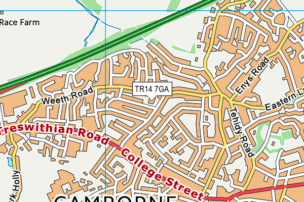 TR14 7GA map - OS VectorMap District (Ordnance Survey)