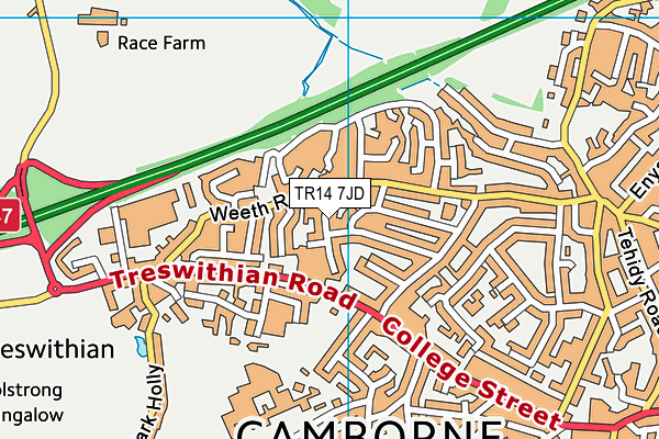 TR14 7JD map - OS VectorMap District (Ordnance Survey)