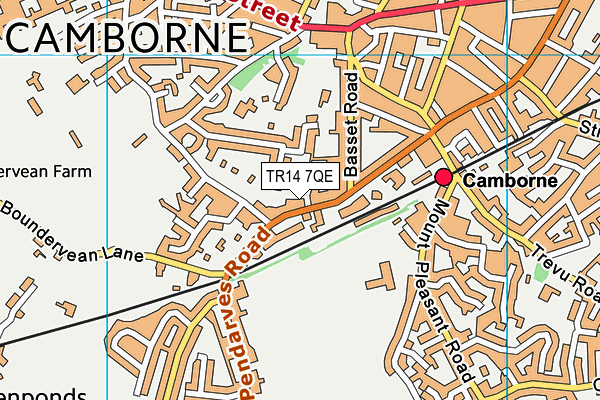 TR14 7QE map - OS VectorMap District (Ordnance Survey)