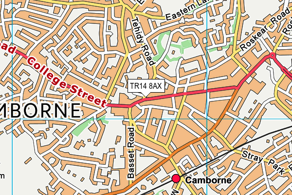 TR14 8AX map - OS VectorMap District (Ordnance Survey)