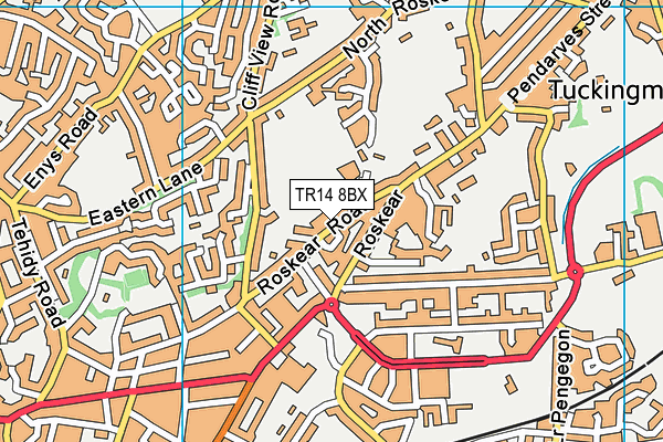 TR14 8BX map - OS VectorMap District (Ordnance Survey)