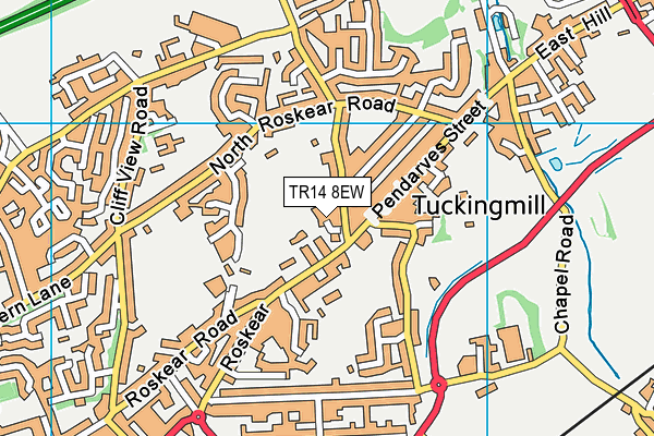 TR14 8EW map - OS VectorMap District (Ordnance Survey)