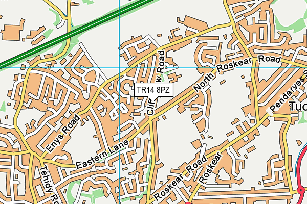 TR14 8PZ map - OS VectorMap District (Ordnance Survey)