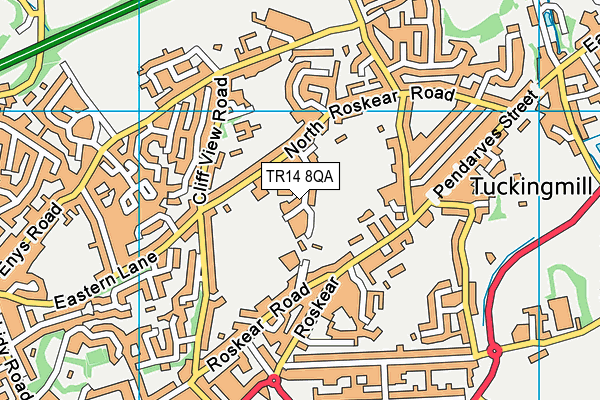 TR14 8QA map - OS VectorMap District (Ordnance Survey)
