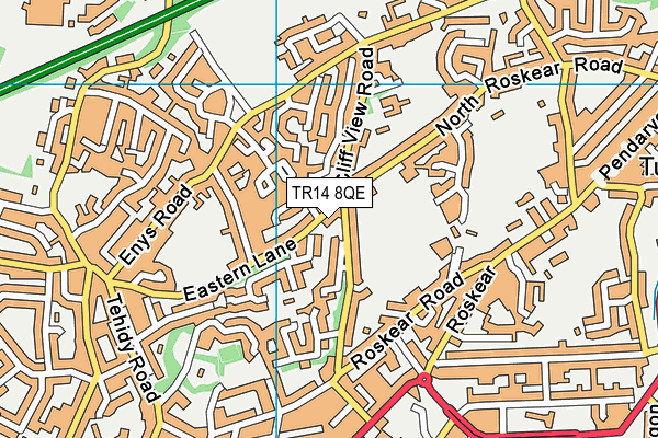 TR14 8QE map - OS VectorMap District (Ordnance Survey)