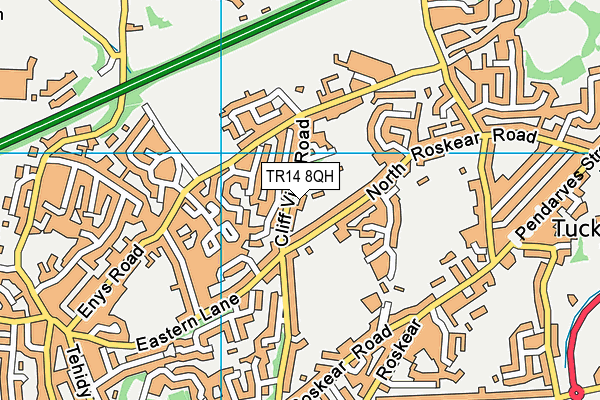 TR14 8QH map - OS VectorMap District (Ordnance Survey)