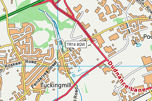 TR14 8QW map - OS VectorMap District (Ordnance Survey)