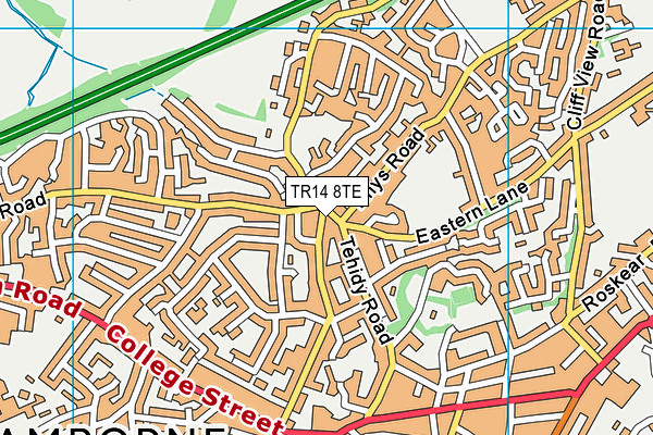 TR14 8TE map - OS VectorMap District (Ordnance Survey)