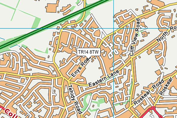 TR14 8TW map - OS VectorMap District (Ordnance Survey)