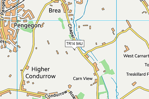 TR14 9AU map - OS VectorMap District (Ordnance Survey)