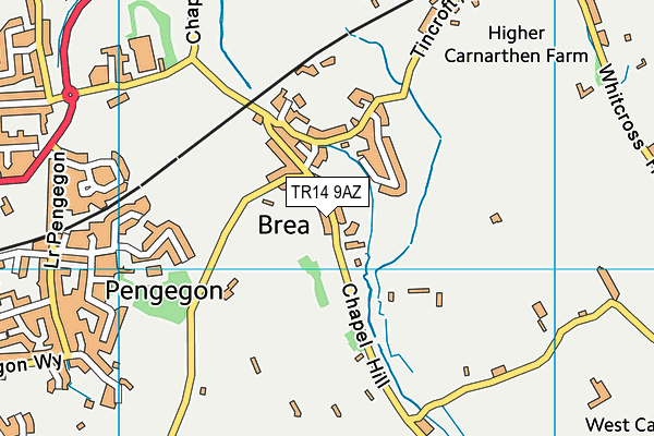 TR14 9AZ map - OS VectorMap District (Ordnance Survey)