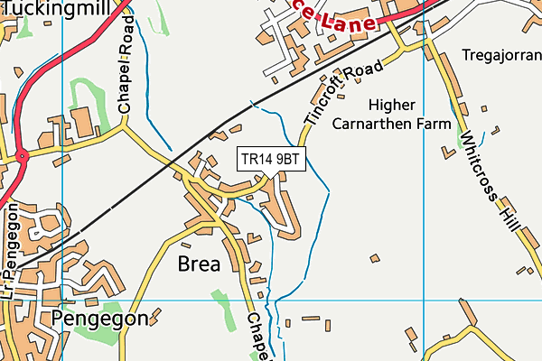 TR14 9BT map - OS VectorMap District (Ordnance Survey)