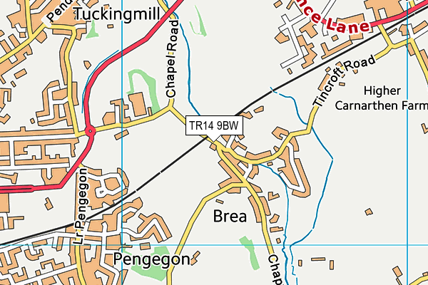 TR14 9BW map - OS VectorMap District (Ordnance Survey)