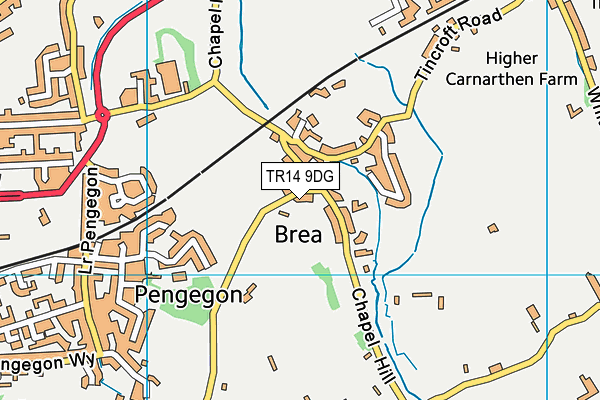 TR14 9DG map - OS VectorMap District (Ordnance Survey)