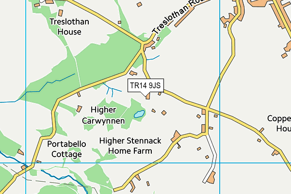 TR14 9JS map - OS VectorMap District (Ordnance Survey)