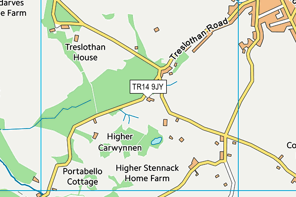 TR14 9JY map - OS VectorMap District (Ordnance Survey)