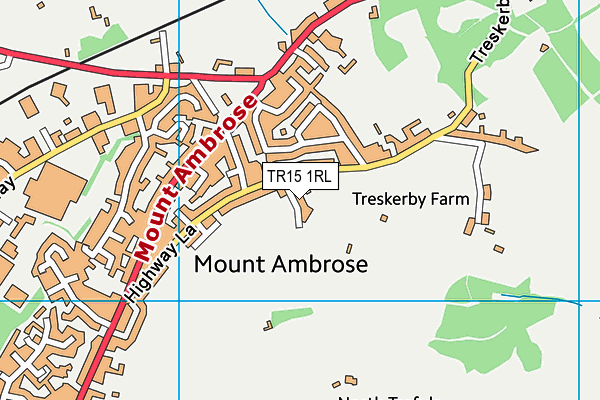 Mount Ambrose Cricket Club map (TR15 1RL) - OS VectorMap District (Ordnance Survey)