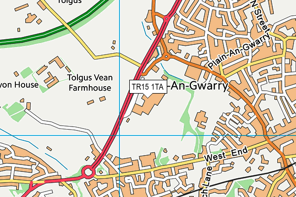 Redruth School map (TR15 1TA) - OS VectorMap District (Ordnance Survey)