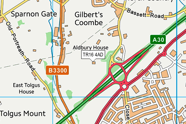 TR16 4AD map - OS VectorMap District (Ordnance Survey)