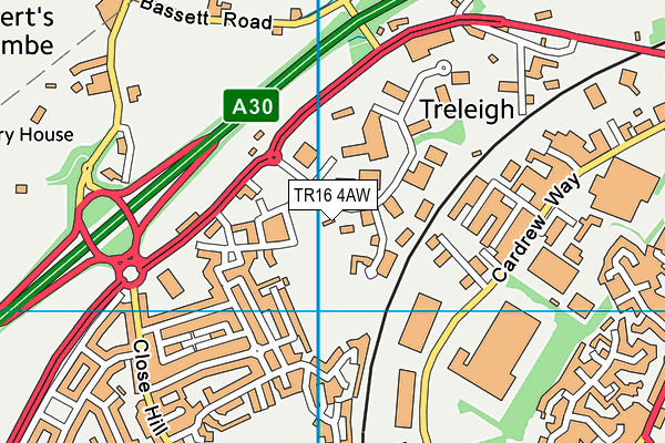 TR16 4AW map - OS VectorMap District (Ordnance Survey)