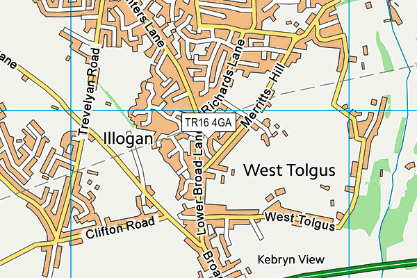 TR16 4GA map - OS VectorMap District (Ordnance Survey)