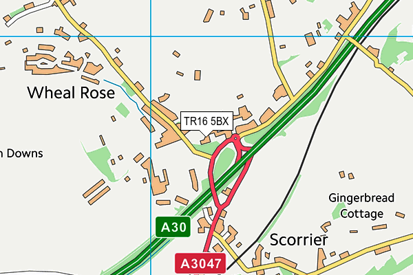 TR16 5BX map - OS VectorMap District (Ordnance Survey)