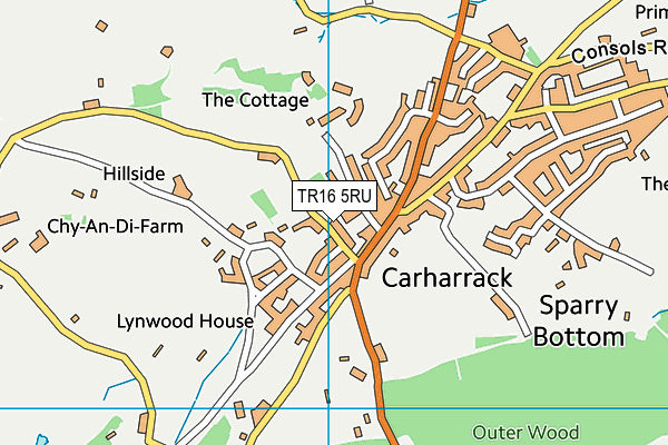 TR16 5RU map - OS VectorMap District (Ordnance Survey)