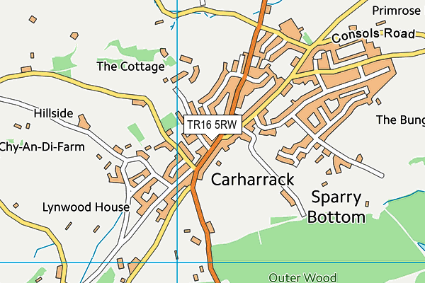 TR16 5RW map - OS VectorMap District (Ordnance Survey)