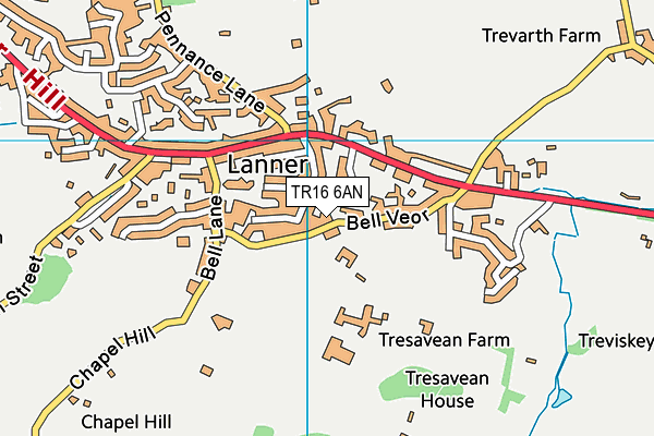 Lanner Primary School Playing Fields map (TR16 6AN) - OS VectorMap District (Ordnance Survey)