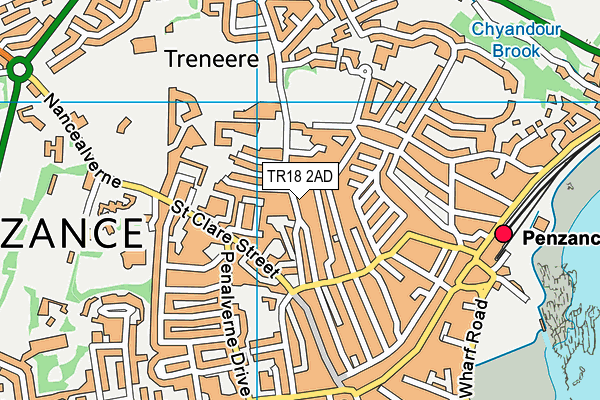 TR18 2AD map - OS VectorMap District (Ordnance Survey)