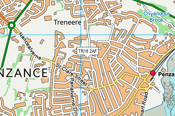 TR18 2AF map - OS VectorMap District (Ordnance Survey)
