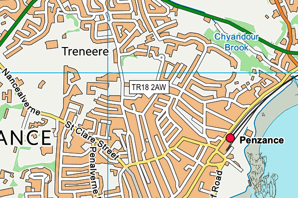 TR18 2AW map - OS VectorMap District (Ordnance Survey)