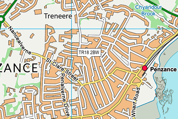 TR18 2BW map - OS VectorMap District (Ordnance Survey)