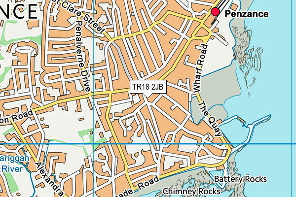 TR18 2JB map - OS VectorMap District (Ordnance Survey)