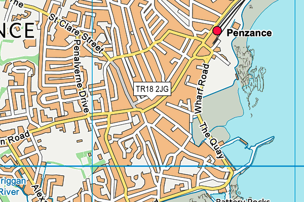TR18 2JG map - OS VectorMap District (Ordnance Survey)