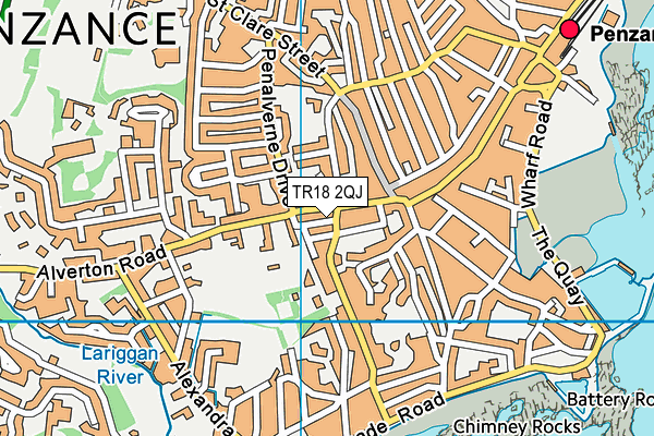 TR18 2QJ map - OS VectorMap District (Ordnance Survey)