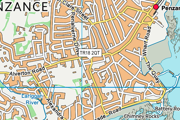 TR18 2QT map - OS VectorMap District (Ordnance Survey)