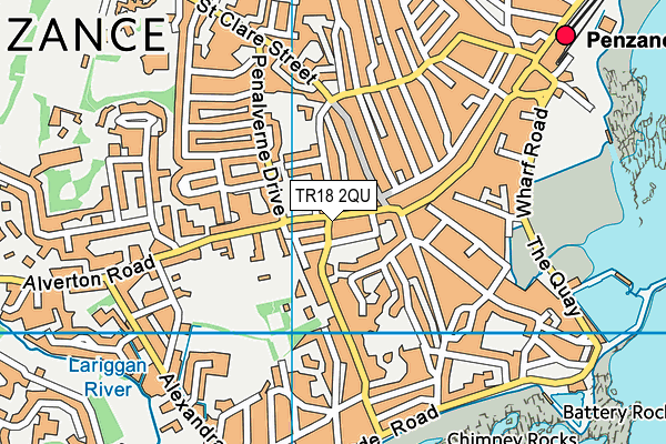 TR18 2QU map - OS VectorMap District (Ordnance Survey)