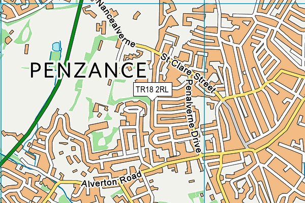 TR18 2RL map - OS VectorMap District (Ordnance Survey)