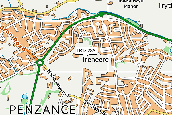 TR18 2SA map - OS VectorMap District (Ordnance Survey)
