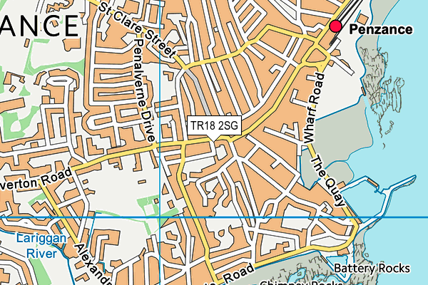 TR18 2SG map - OS VectorMap District (Ordnance Survey)