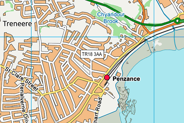 TR18 3AA map - OS VectorMap District (Ordnance Survey)