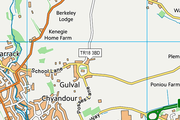 TR18 3BD map - OS VectorMap District (Ordnance Survey)