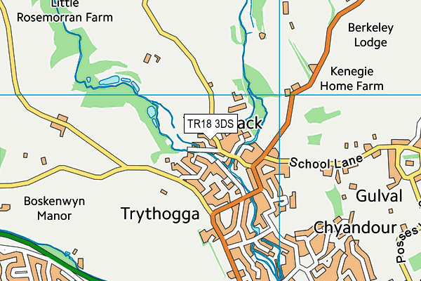 TR18 3DS map - OS VectorMap District (Ordnance Survey)