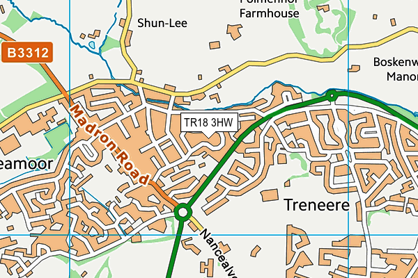 TR18 3HW map - OS VectorMap District (Ordnance Survey)