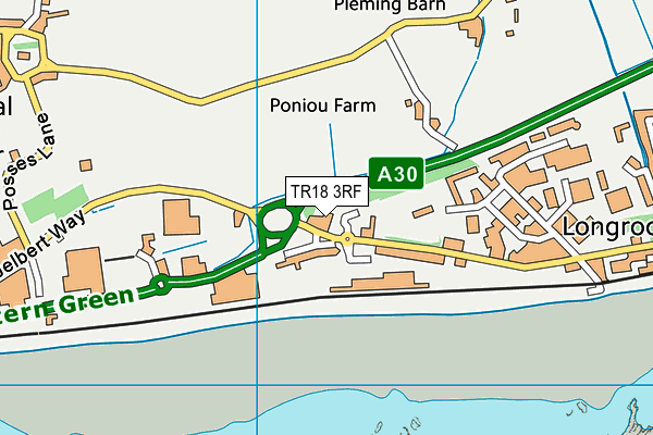 TR18 3RF map - OS VectorMap District (Ordnance Survey)