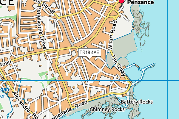 TR18 4AE map - OS VectorMap District (Ordnance Survey)